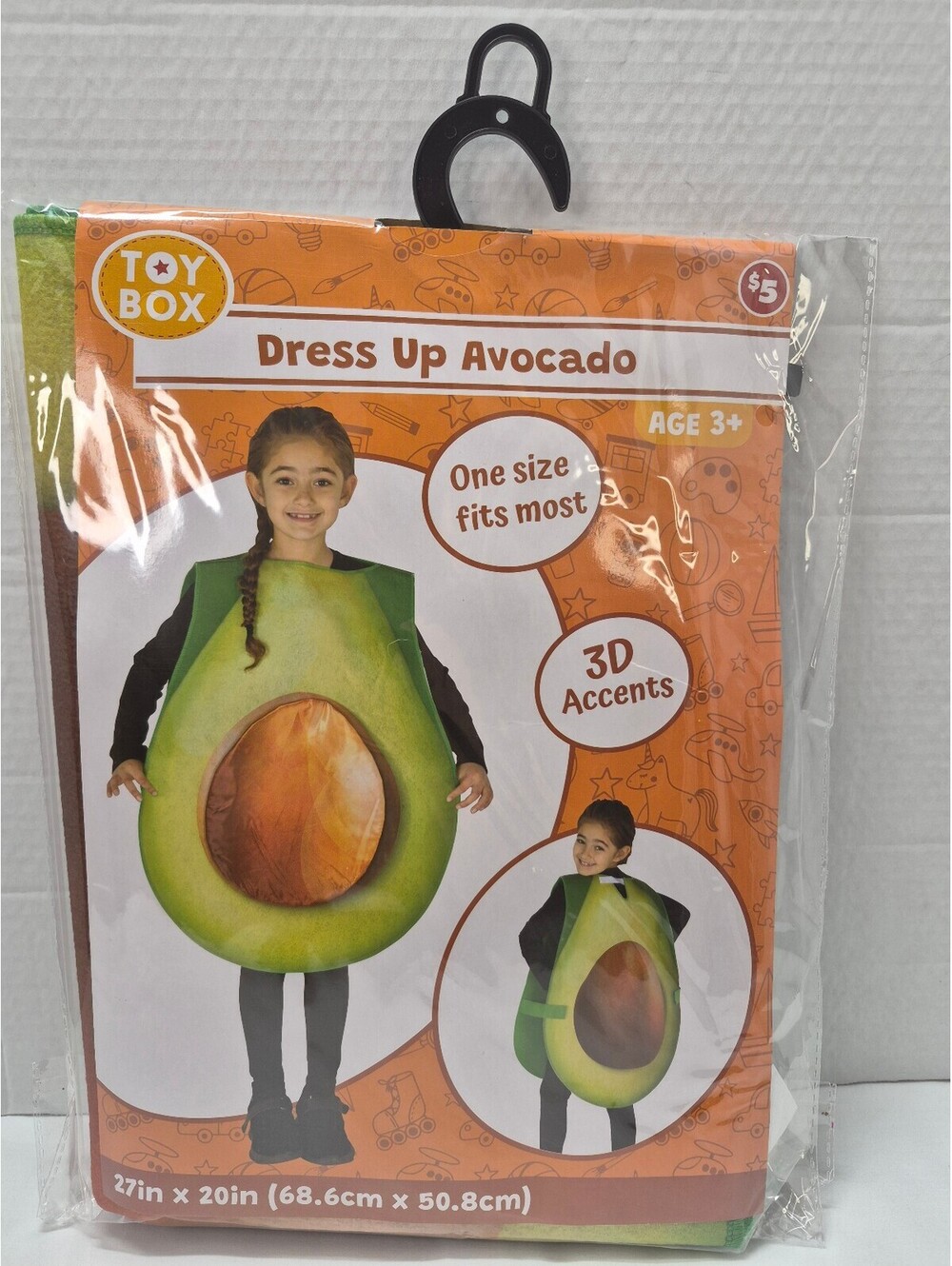Toy Box Dress Up Avocado Costume 4 Kids One Size Fits Most Age 3+ 27in x 20 C12